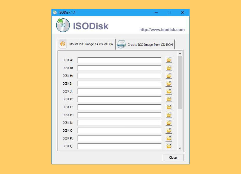 ISODISK. Create ISO. Free software to Mount ISO image files as Virtual Drives.